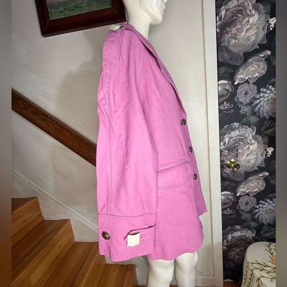 Free People We The Free Top Notch Leather Pea Coat/ size M - Picture 4 of 7